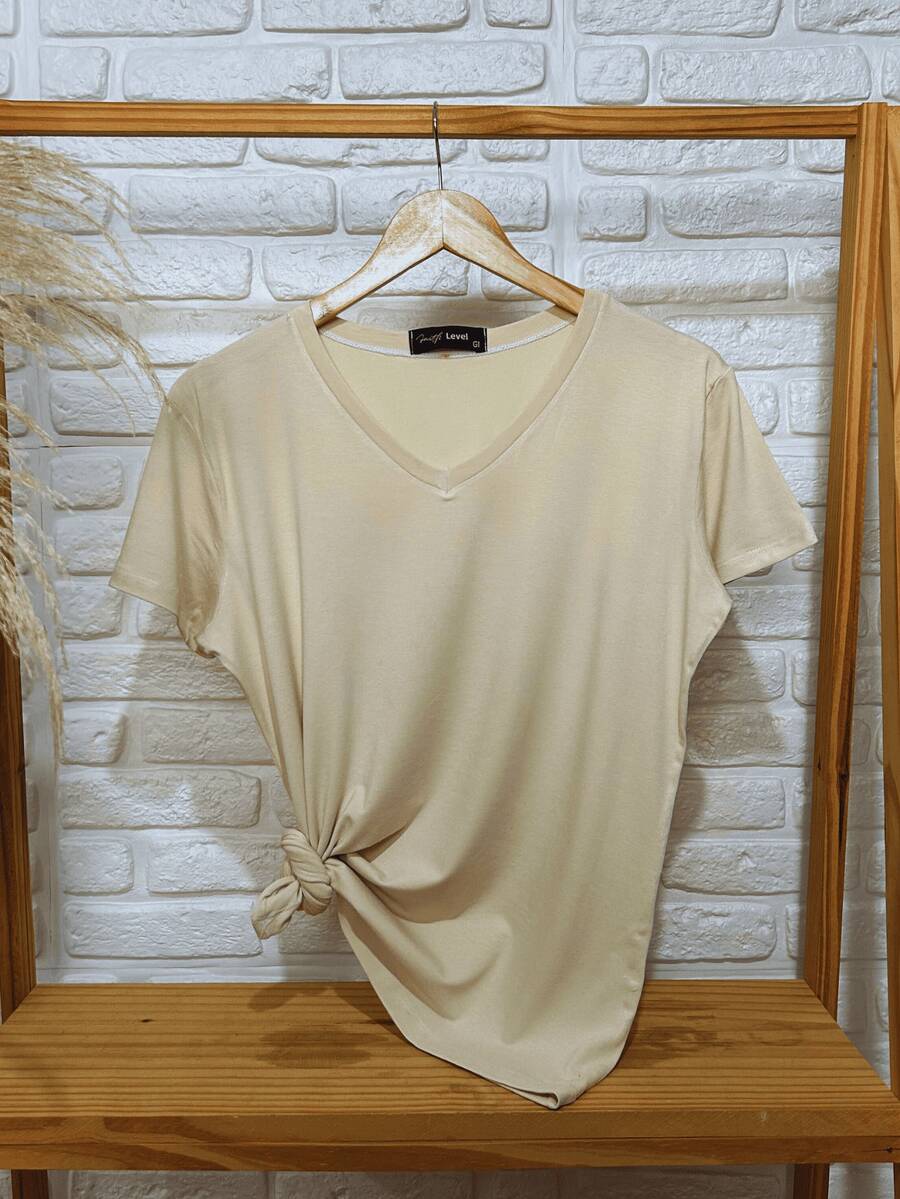 Basic T-Shirt 100% Viscolaycra Premium Women's T-Shirt Plain Blouse Plus Size - OFF - View 1