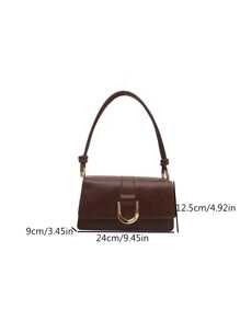 女士翻盖包休闲单肩包适合工作和约会简约百搭法棍包