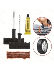 "37-Piece Universal Tire Repair Kit – Emergency Puncture Plug & Patch Tool Set For Cars, Motorcycles, SUVs – Includes Rubber Strips, Insertion Tools & Glue – Fast Flat Tire Fix For Tubeless Tires"