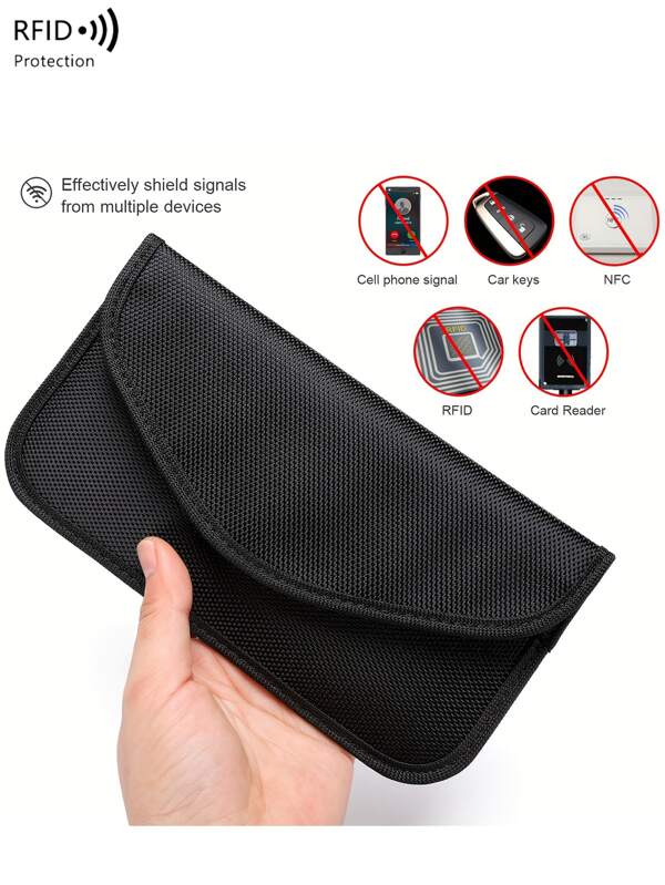 RFID Signal Shielding Pouch Carbon Fiber Material Shielding Box For Mobile Phone Privacy Protection And Keychain Anti-Tracking And Anti-Hacking Case Shielding Device For Men Wallet Purse Wallet