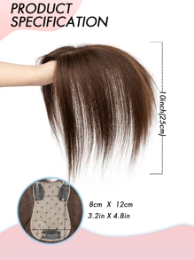 Tópicos para cabelo para mulheres, cabelo humano real, sem franja, 360° 3D cabelo humano para cabelo ralo, cabelo grisalho, perda de cabelo, adiciona volume ao cabelo, base com 3 clipes, tópicos para mulheres (castanho escuro 8-14 polegadas)