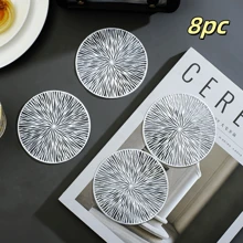 8pcs PVC Cup Coasters, For Kitchen Tables, Indoor/Outdoor, Washable, Heat Resistant, Wipe Clean, Suitable For Camping, Holiday, Wedding, Party