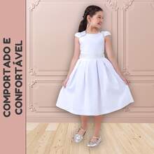 Children's Dress For Girls, Party, Wedding, Baptism, Graduation, Birthday, Princess Style With Pearls - 白色 - 查看 6
