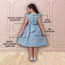Children's Dress For Girls, Party, Wedding, Baptism, Graduation, Birthday, Princess Style With Pearls - 淺藍色 - 查看 8