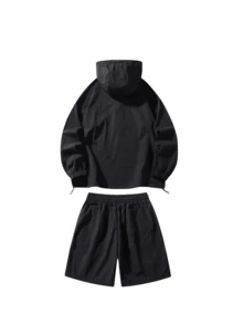 Summer Lightweight Loose-Fitting Casual Outdoor Beach Single-Layer Lightweight Shorts Set - 黑色 - 查看 4
