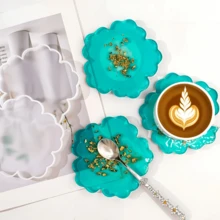 1 Pc Resin Tray Mold And Coaster Molds Large/ Small For Resin Casting, Flower Shape Epoxy Resin Casting Molds For DIY, Home Decoration - White - View 8