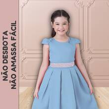 Children's Dress For Girls, Party, Wedding, Baptism, Graduation, Birthday, Princess Style With Pearls - 淺藍色 - 查看 4