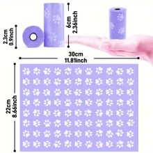 420个/28卷最佳宠物垃圾袋，户外遛狗和旅行狗卷纸替换装，防漏防撕裂，控制异味，漂亮的紫色爪印设计，耐用又方便 - 紫色 - 查看 4