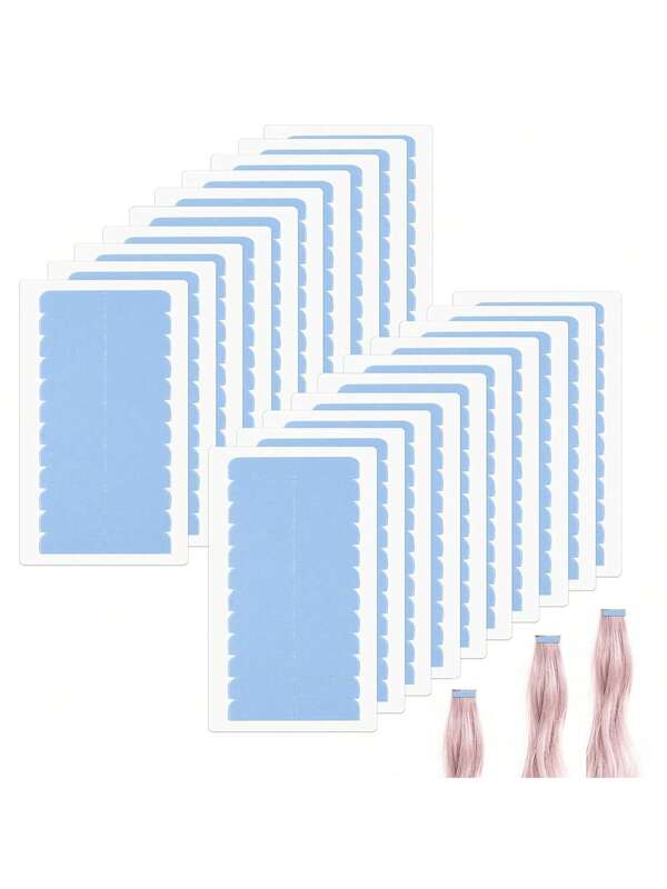 240 piezas de cinta adhesiva para extensiones de cabello, cinta adhesiva de doble cara de repuesto para extensiones de cabello humano, pestaña de cinta adhesiva para extensiones, cinta adhesiva de repuesto para pelucas, herramientas de belleza (azul), 60-240 piezas