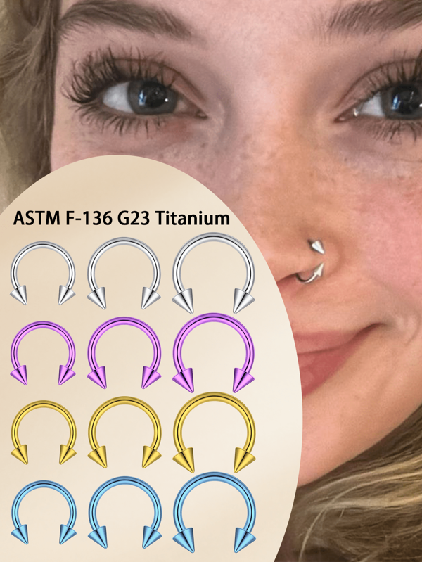 1pc Funky Titanium Alloy 18G Nose Ring For Women For Daily Decoration, Multicolour Septum Piercing External Thread 18G Nose Piercing Jewelry 8/10/12mm Septum Ring Helix Conch Tragus Helix Conch Tragus Earrings