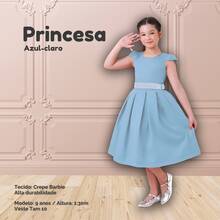 Children's Dress For Girls, Party, Wedding, Baptism, Graduation, Birthday, Princess Style With Pearls - 淺藍色 - 查看 3