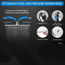Shower Head Combo,8inch/10 Inch High Pressure Rain Shower Head With 11 Inch Adjustable Extension Arm And 5 Settings Handheld Powerful Shower Spray Against Low Pressure Water - Silver - View 5