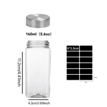 12/24 barattoli di plastica per spezie con coperchi, contenitori per spezie da 160g con etichette e pennarello, set di contenitori per la conservazione di spezie con tappi per bottiglie di spezie, per scaffali, armadi e cassetti, si raccomanda il lavaggio a mano