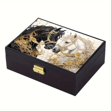 Kit de Pintura de Diamante DIY Caixa de Jóias - 2 Camadas, Portátil à Prova d'Água, Armazenamento Simples e Espaçoso, Perfeito para Brincos, Anéis, Colares, Pulseiras - Presente Ideal para Mulheres, Caixa de Jóias de Luxo | Caixa de Padrão Vibrante | Com Trava, Adequada para Presentes de Feriado