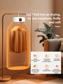 1 件便携式烘干机，遥控迷你干衣机，3D 循环恒温烘干，30 分钟快速烘干，双风速除螨除味，适用于旅行、露营、居家、宿舍