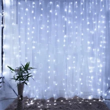 Luces de cortina de ventana de hadas, cadena de luces decorativas de 300/200/100 LED para el hogar con 8 modos e impermeable para Halloween, Navidad, bodas, fiestas, decoración de interiores y exteriores en el dormitorio y exteriores