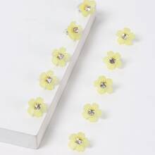 10 件装水钻花朵发夹，适合海滩和夏季，女孩发饰，爪夹，发夹，发夹，发夹，狂欢配饰 - 黃色 - 查看 2