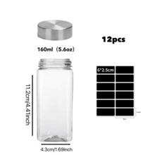 12/24 barattoli di plastica per spezie con coperchi, contenitori per spezie da 160g con etichette e pennarello, set di contenitori per la conservazione di spezie con tappi per bottiglie di spezie, per scaffali, armadi e cassetti, si raccomanda il lavaggio a mano