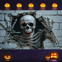 1 pezzo Arazzi da parete in stile Sk Hol Hole 180x110cm, tema inquietante, adatto per feste di Ognissanti, camera da letto, soggiorno, nuovo tessuto decorativo in poliestere 2025 per Ognissan, decorazioni per scene di feste, decorazione per la casa