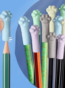 Cute & Adorable Cat Paw Pencil Cap, Cartoon Pencil Sleeve, Elementary School, Boys, Girls, Soft Silicone Protective Cover, Pen Cap, School Supplies (Random Color & Style)