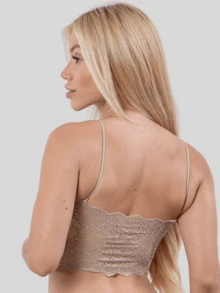 Women's Lace Top Set With Thin Straps - 白色和米色 - 查看 4