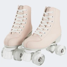 Gets Women's Roller Skates With Light-Up Wheels, Men's, Adult, Beginner Outdoor Quad Roller Skates, Classic Double Row Roller Skates - 肉粉紅色 - 查看 6