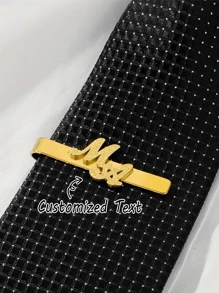 Clip de corbata grabado personalizado mate, gemelos de acero inoxidable con monograma, joyería de boda para el novio, accesorios de moda para hombres