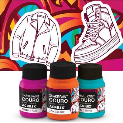Tinta Couro Acrilex Shake Paint Couro pote 37 ml