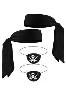 4pcs Pirate Accessories Set, Including 2pcs Pirate Headbands And 2pcs Pirate Eye Patches, For Pirate Party Halloween - Multicolor - View 8
