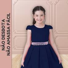 Children's Dress For Girls, Party, Wedding, Baptism, Graduation, Birthday, Princess Style With Pearls - 藏蓝色 - 查看 4