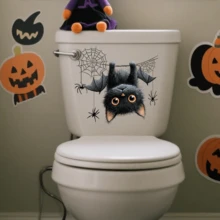 1pc/3pcs/5pcs Halloween Cute Black Cat Bat Wall Stickers Window Stickers Toilet Decoration Stickers With A Strong Halloween Vibe, Home Stickers For The Room Are Perfect For Halloween Room Bedroom Bedroom Living Room Cafe Office Dining Room Bathroom Toilet Wall Window Decoration Stickers Ideal Halloween Gifts For Family And Friends. Home Decor Halloween Decor Room Decor Wall Decor Living Room Decor Halloween Decorations Halloween Decoration - Multicolor - View 3