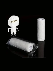 1 pezzo Benda bianca per Ognissanti, gigabozzi gommoso mummia benda, rotolo di fascia per cosplay, mascherata, carn Prop Accessori fotografici Tomb Adventure
