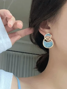 2 paia di eleganti orecchini ad anello blu retrò per donne, gioielli adatti per abiti, festival e feste