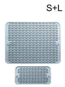 1Pc/2 Pcs Non-Slip Silicone Dish Drying Mats, Kitchen Countertop Drain Mats, Heat Resistant Silicone Mats (16" X 12", 12" X 6"), Suitable For Kitchen Countertops Or Sinks, Refrigerator Or Drawer Liners, Easy To Clean - Multicolor - View 17