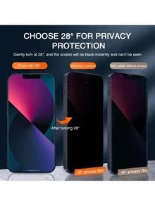 5片装防窥钢化玻璃屏幕保护膜,兼容 17/17 Pro/17 Air/17 Pro Max/16e/15/14/13/12/11 Pro Max/XR/X/XS Max/7/8 Plus,5片/包,手机隐私保护玻璃 - 黑色 - 查看 3