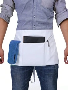 1件装腰围围裙，适用于小型酒吧、厨房、烘焙、烹饪、烧烤，男女通用服务员围裙 - 彩色 - 查看 7