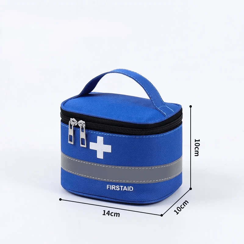 1个实用便捷的超大容量户外便携式药盒，马卡龙色便携式医疗包，药品收纳袋，居家旅行急救包，空袋，适合旅行收纳，化妆包，大容量化妆品收纳盒，可装口红、化妆刷、护肤品、手机、硬币、小物件，适合居家、送礼、度假 - 藍色小號 - 查看 1
