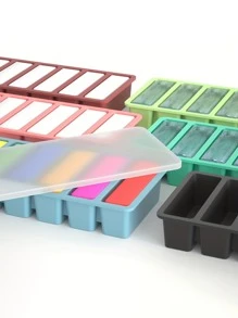 Ice Cube Trays With Lids, Ice Cube Molds, Silicone Ice Cube Trays, Flexible Silicone Ice Tray, Anti-Spill Removable Lids, Stackable With Lid, Kitchen Accessories, Small Kitchen Tools, PP Use Healthy Kitchen Tools, Various Colors