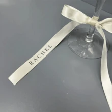 客製化紅酒杯緞帶、婚禮香檳杯蝴蝶結裝飾、緞面姓名標籤、飲品姓名標籤、座位卡，1/5/10件組，派對裝飾，伴娘禮物，婚禮伴手禮 - 彩色 - 查看 9