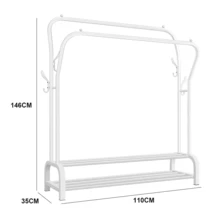Lislark White Heavy Double Clothes Rail Hanging Rack Garment Display Stand Storage Shelf, Strong Support And Durability, Clean And Simple, Suitable For Any Style Of Living Space - White - View 6