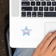 Pegatina de vinilo de estrella de neón Emilia - Calcomanía duradera para múltiples superficies para autos, motocicletas, portátiles y cajas de herramientas - Diseño vibrante de color rosa y azul, pegatina de vinilo para auto