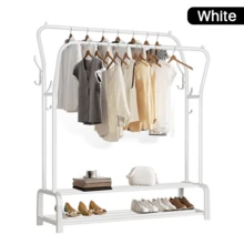 Lislark White Heavy Double Clothes Rail Hanging Rack Garment Display Stand Storage Shelf, Strong Support And Durability, Clean And Simple, Suitable For Any Style Of Living Space - White - View 4