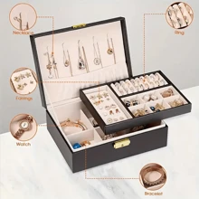 Kit de Pintura de Diamante DIY Caixa de Jóias - 2 Camadas, Portátil à Prova d'Água, Armazenamento Simples e Espaçoso, Perfeito para Brincos, Anéis, Colares, Pulseiras - Presente Ideal para Mulheres, Caixa de Jóias de Luxo | Caixa de Padrão Vibrante | Com Trava, Adequada para Presentes de Feriado