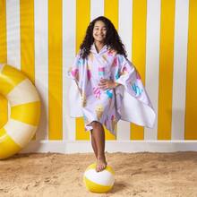 OHS Kids Hooded Towel Poncho | Quick-Dry Absorbent Beach & Pool Robe | Soft Travel Drying Wear - Lilac Ice Cream - View 2