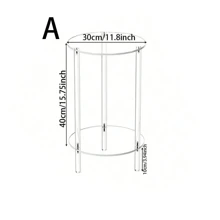 1 套透明圆形亚克力边桌，2/3 层现代小咖啡桌床头柜，适用于客厅、卧室和浴室，简约 - 透明 - 查看 8