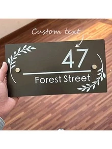 1pc Customized Acrylic Address Plaque - Personalized House Number Sign, Wheat Design, Suitable For Outdoor Decoration, Rural Road/Garden Style Option, Weather-Resistant, Easy Installation, Garden Decor | Modern Address Plaque With Easy Mounting Function, Front Porch Decor,Home Harmony - Multicolor - View 15