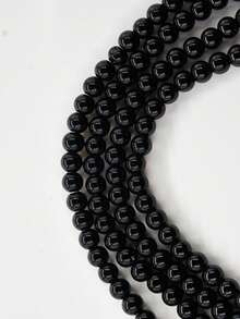 1 串黑曜石光滑圆珠天然石珠，4 毫米 6 毫米 8 毫米 10 毫米黑色圆形散珠，适用于 DIY 珠宝制作手链项链 - 黑色 - 查看 5