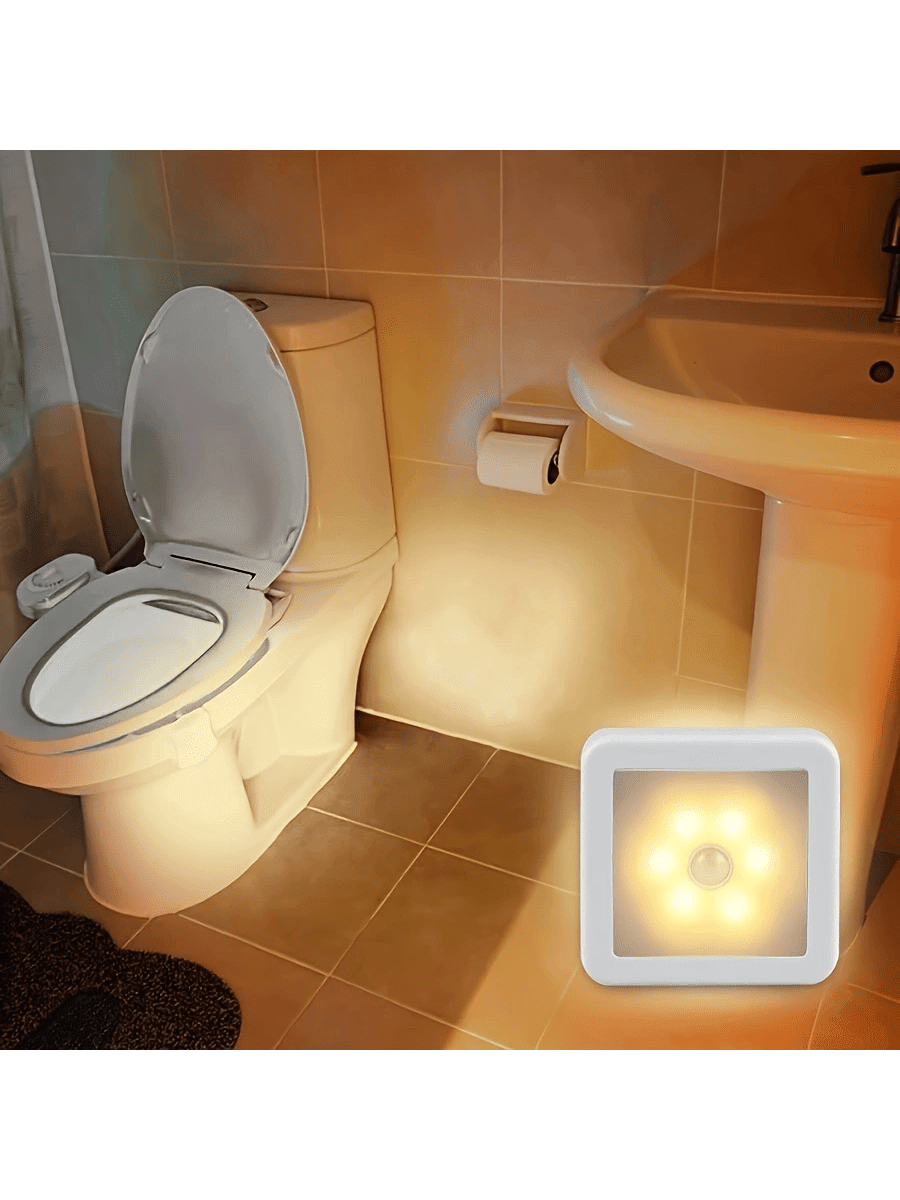 LED quadratisches Nachtlicht, Bewegungssensor Licht, batteriebetrieben, für Badezimmer, Nachttisch, Flur, Korridor, Toilette, Treppe, Schrank Beleuchtung (Batterien nicht enthalten)