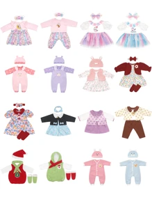 32 种不同款式适合 20 至 22 英寸/50 厘米至 56 厘米玩具娃娃服装套装，儿童圣诞节礼物（不包括娃娃）