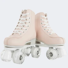 Gets Women's Roller Skates With Light-Up Wheels, Men's, Adult, Beginner Outdoor Quad Roller Skates, Classic Double Row Roller Skates - 肉粉紅色 - 查看 5